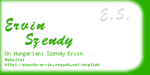 ervin szendy business card